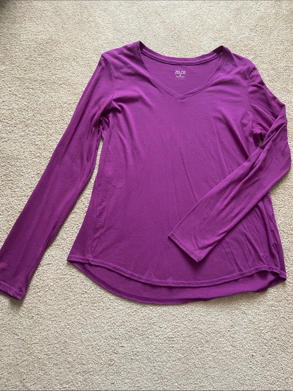 ZELOS Women's Long Sleeve V-Neck Top — Plum Purple